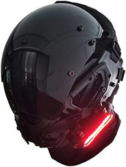 Punk Gothic Cyber Helmet Mask for Men,Techwear mask, Halloween Cosplay Costume Accessory with LED Light, Futuristic Helmet